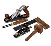 Faithfull 5 Piece Carpenters Plane & Tool Set - FSC® Wood - No.4 Smoothing Plane, Block Plane, Try Square, Sliding Bevel & Marking Gauge for Measuring, Marking, Trimming & Finishing Woodwork