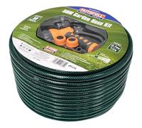 Faithfull 50M (164ft) Reinforced Hose Kit - PVC Garden Hose Pipe with 3 Fittings & Multipattern Spray Gun
