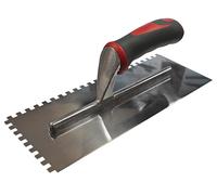 Faithfull FAISGTNOT6SS Notched Trowel Serrated 6mm Stainless Steel Soft-Grip Handle 11 x 4.1/2in