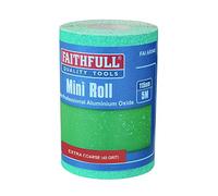 Faithfull 5M Extra Coarse (40 Grit) Aluminium Oxide Sandpaper Roll, 115mm x 5M, Green, Pro, Paper Backing, Compatible with Metal and Wood