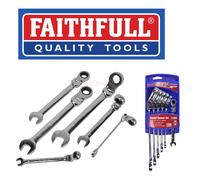 Faithfull 6 Pce Combination Flexi Head Ratchet Spanner 8mm-19mm Set, FAISPARAT6S
