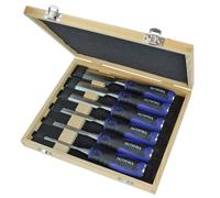 Faithfull 6 Piece Capped Wood Chisel Set In Wooden Storage Case XMS22CHISEL6