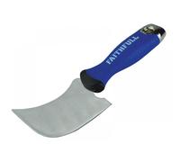 Faithfull Soft-Grip Window Knife - Quarter Moon, 100mm Stainless Steel Blade for Glazing, Flooring & Lead Working