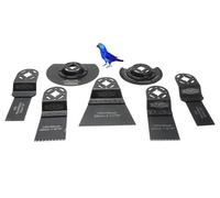 Faithfull FAIMFKIT7 Wood and Metal Cutting, Stone and Ceramic Grinding, Oscillating Multi-Function Tool Blade 7 Piece Set. Compatable with Most Popular Multi Tool Brands