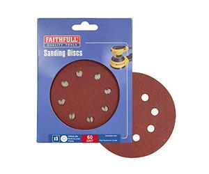 Faithfull ADHL125C 125mm Hook and Loop Sanding Disc (Pack of 5)