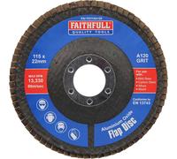 Faithfull Aluminium Oxide Flap Disc 115 X 22mm 120 Grit
