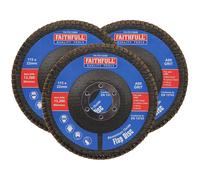 Faithfull FAIFD11580A3 115mm Flap Disc Aluminium Oxide Set - 80 Grit, Angle Grinder Discs for Sanding Steel, Wood, Alloys - 3PCS