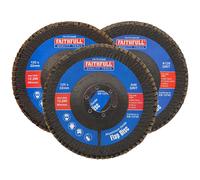Faithfull FAIFD125AM3 125mm Flap Disc Aluminium Oxide Set - 40/80/120 Mix Grit, Angle Grinder Discs for Sanding Steel, Wood, Alloys - 3PCS