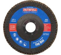Faithfull Aluminium Oxide Flap Disc 125 X 22Mm 40 Grit
