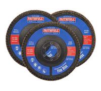 Faithfull Aluminium Oxide Abrasive Flap Disc 115mm Assorted Pack of 3
