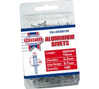 Faithfull Aluminium Pop Rivets FalAR3M100 3mm x 10mm Pack of 100