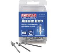 Faithfull Aluminium Pop Rivets 4mm 10mm Pack of 100