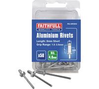 Faithfull Aluminium Pop Rivets 4.8mm 8mm Pack of 50