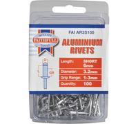 Faithfull Aluminium Pop Rivets 3mm 6mm Pack of 100