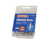 Faithfull Aluminium Rivets 3.2 X 10mm Medium Pre-Pack Of 100 Faiar3M100