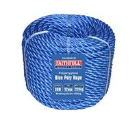 Faithfull Blue Poly Rope Coil - 12mm Dia x 30 Meters, Max Load 220kg, Breaking Strain 1800kg