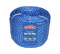 Faithfull Blue Poly Rope Coil - 6mm Dia x 30 Meters, Max Load 60kg, Breaking Strain 500kg