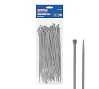 Faithfull Cable Ties 250mm x 4.8mm (Pack of 100) - Heavy-Duty Nylon 66, Self-Locking Zip Ties for Cable Management, Electrical Work, Workshop, Automotive, Garden & General Purpose Fixing - Grey