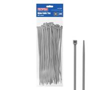 Faithfull Cable Ties 300mm x 4.8mm (Pack of 100) - Heavy-Duty Nylon 66, Self-Locking Zip Ties for Cable Management, Electrical Work, Workshop, Automotive, Garden & General Purpose Fixing - Grey