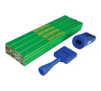 Faithfull Carpenters Pencil Kit - 12 Pack with Sharpener & Holder - Hard (Green)