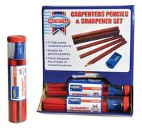 Faithfull FAICPDISP Carpenters Pencils Red (12 x Tubes of 12 + Sharpener)