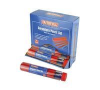 Faithfull Carpenters Pencils Red (12 X Tubes Of 12 + Sharpener) Faicpdisp