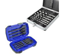 Faithfull Combination Auger Bit Set & Flat Drill Bit Set with case - 8pcs Each