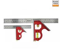 Faithfull Combination Square Twin Pack 150mm (6in) & 300mm (12in) - Multi-Function Set of Measuring & Layout Tools with Stainless Steel Rule, Spirit Level & Marking Scribe for Woodworking & Metalwork