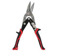 Faithfull Compound Aviation Snips 250mm (10in) - Left Cut Metal Shears, Cr-Mo Steel, Serrated Blades with Safety Lock, Spring Action & Slip Guards for Steel, Aluminium, Vinyl & Plastic