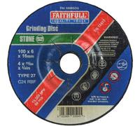 Faithfull Depressed Centre Stone Grinding Disc 100mm 6mm 16mm