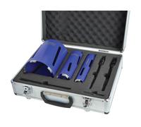 Faithfull FAIDCKIT7 7 Piece Diamond Core Drill Kit in Case. Includes: 38, 52 & 117mm Cores