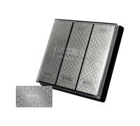 Faithfull Diamond Whetstone Kit, three-grit diamond sharpening set with base and credit card sharpener, 70 x 200mm stones.