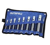 Faithfull Double Ended Box Spanner Set - 8 Piece, 16 Sizes (6 - 22mm) | Corrosion Resistant Spanner Kit with Tommy Bar & Storage Roll for Mechanics, Plumbers & Automotive Repairs