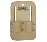 Faithfull Double Scaffold Spanner Holder - Tan, 150mm x 100mm | Double Pocket Scaffold Spanner & Socket Bar Holder with Looped Belt Fitting for Scaffolders, Carpenters, Roofers & Joiners