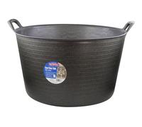 Faithfull Eco Flex Tub, Multi-Purpose, Durable & Sustainable Flexible Bucket with Reinforced Handles - 56 Litre (12gl), Black