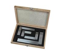 Faithfull Engineers Steel Try Square Set 4 Piece - 50,75,100,150mm (2in, 3in, 4in, 6in), Precision Ground, Hardened Steel Blade, Accurate Marking, Measuring & Layout Tools in Wooden Storage Case
