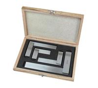 Faithfull Engineers Steel Try Square Set 4 Piece - 50,75,100,150mm (2in, 3in, 4in, 6in), Precision Ground, Hardened Steel Blade, Accurate Marking, Measuring & Layout Tools in Wooden Storage Case