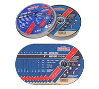 Faithfull Extra Thin 1mm Fast Cut Cutting Discs - 100mm x 1mm x 16mm (4 inch) Multi-Cut Disc, 10 Pack with Storage Tin