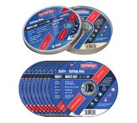 Faithfull Extra Thin 1mm Fast Cut Cutting Discs - 115mm x 1mm x 22.23mm (4.5 inch) Multi-Cut Disc, 10 Pack with Storage Tin