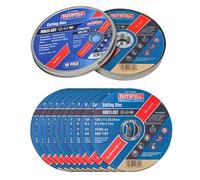 Faithfull Extra Thin 1mm Fast Cut Cutting Discs - 125mm x 1mm x 22.23mm (5 inch) Multi-Cut Disc, 10 Pack with Storage Tin