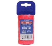 Faithfull FAIBLHVP Hi-Vis Pink Braided Nylon Brick Line String 100M (330ft) Breaking Strength 26.4kg