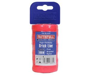 Faithfull FAIBLHVP Hi-Vis Pink Braided Nylon Brick Line String 100M (330ft) Breaking Strength 26.4kg