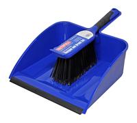 Faithfull FAIBRDUSTLRG Large Heavy-Duty Plastic Dustpan and Brush Set, PVC Lip, Flagged Bristle Brush with Built-in Scraper for Easy Cleaning &