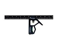Faithfull Prestige Combination Square Black Aluminium 300mm (12in) - Multi-Function Measuring & Layout Tool with Spirit Level & Marking Scribe for Woodworking & Metalwork