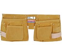 Faithfull FAIDTNP3 Suede Double Tool and Nail Pouch 215 mm x 500 mm with Webbin