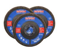Faithfull FAIFD11512A3 115mm Flap Disc Aluminium Oxide Set - 120 Grit, Angle Grinder Discs for Sanding Steel, Wood, Alloys - 3PCS
