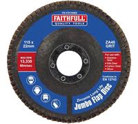 Faithfull FAIFD11540Z Zirconia Abrasive Jumbo Flap Disc 115mm x 22mm COARSE