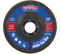 Faithfull FAIFD11580Z Zirconia Abrasive Jumbo Flap Disc 115mm x 22mm MEDIUM