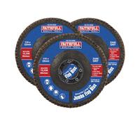 Faithfull FAIFD11580Z3 115mm Flap Disc Zirconium Set - 80 Grit, Abrasive Angle Grinder Discs for Sanding Metal, Wood, Plastic - 3PCS