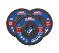 Faithfull FAIFD115ZM3 115mm Flap Disc Zirconium Set - 40/80/120 Mix Grit, Abrasive Angle Grinder Discs for Sanding Metal, Wood, Plastic - 3PCS